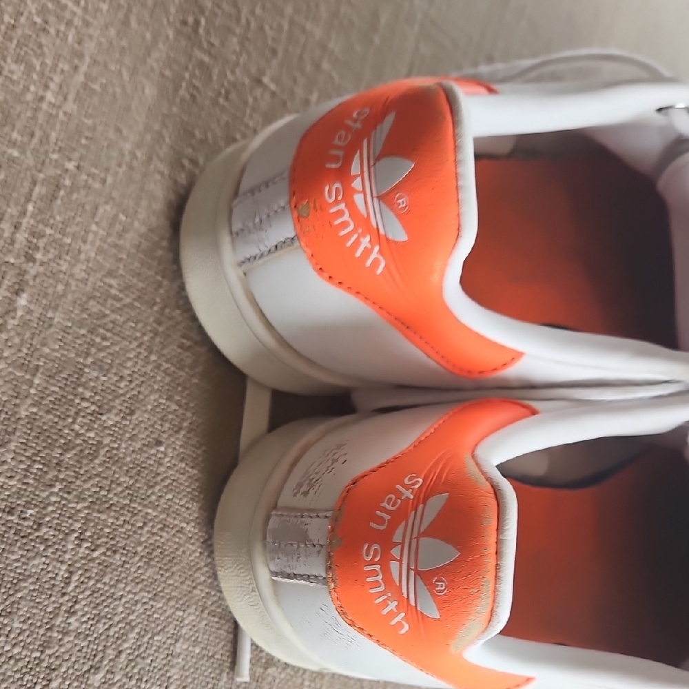 Adidas Stan Smith White and Orange Sneakers Classic Design - Picture 6 of 6
